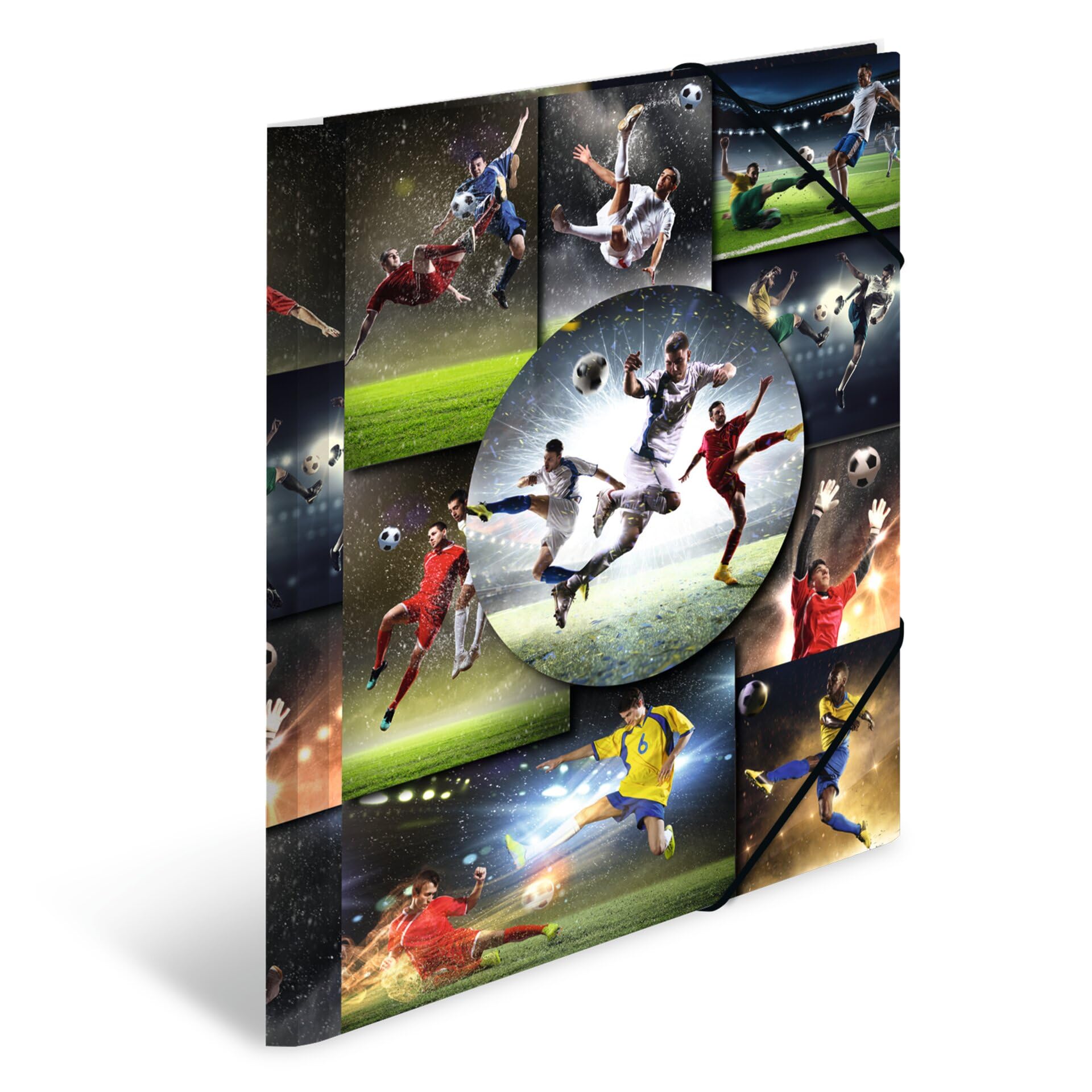 HERMA Elastic Folder Sports with Football Motif, A4, Sturdy Plastic, with Inner Print, 1 Span Folder