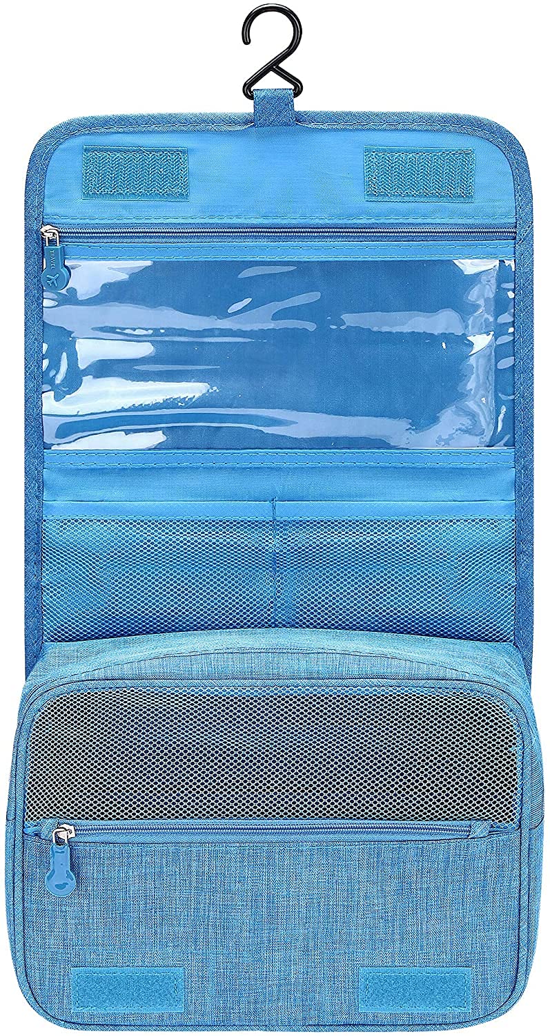 Acopton Portable Hanging Travel Toiletry Bag for Men and Womens Waterproof Bathrooom Shower Bag Multifunctional Cosmetic Makeup Organzier (Sky Blue)