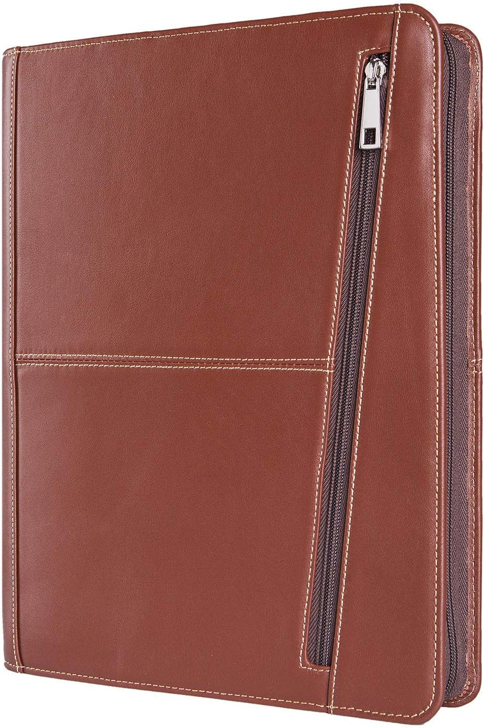 Cohokori Handmade Genuine Leather A4 Conference Folder Zipped,Business Portfolio Case for iPad Pro 12.9 (2015/2017),Business Leather Folder for Men,Brown