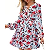 BTFBM Long Sleeve Dress for Women 2026 Spring Summer Mini Elastic Waist Floral Boho Beach Vacation Wedding Guest Dresses