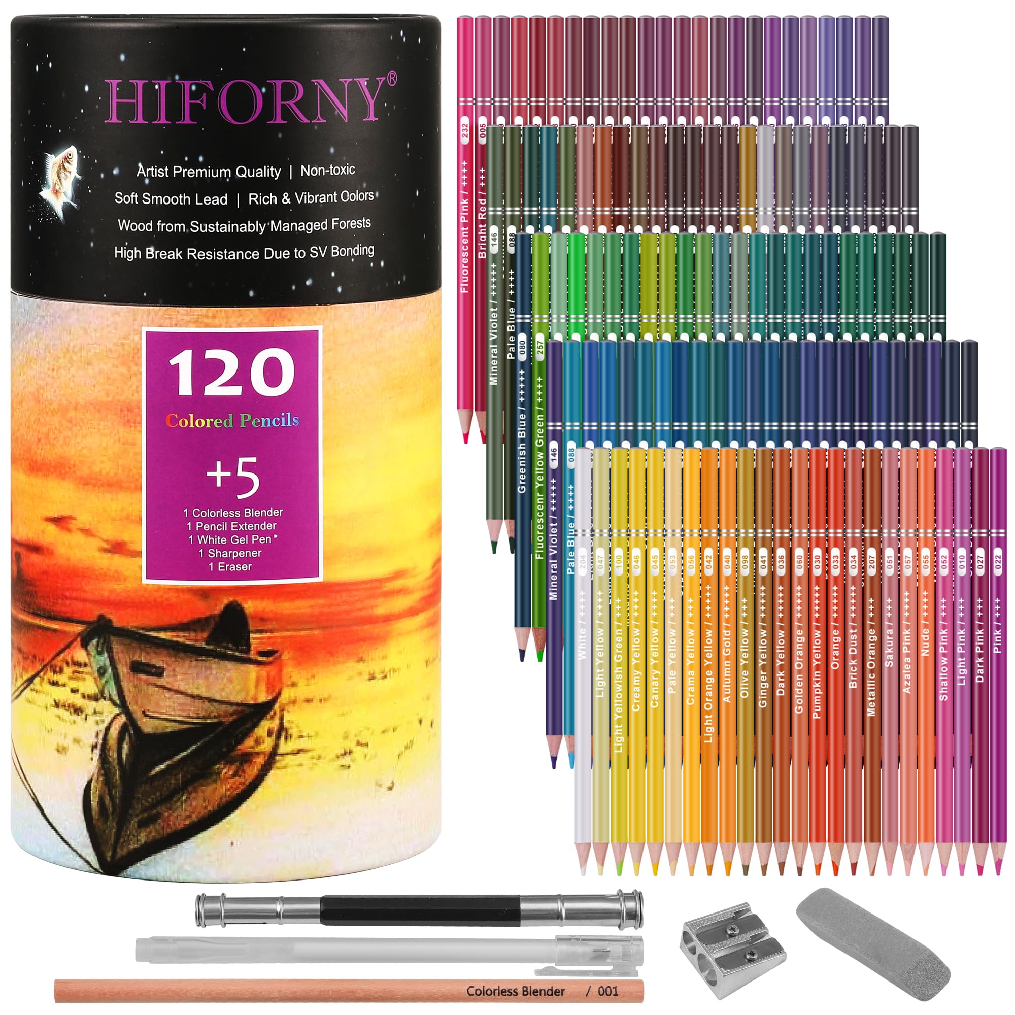 HIFORNY 125 Pack Colored Pencils Set for Adult Coloring,120 Colors Coloring Pencils with Extras,Artists Soft Core,Vibrant Color,Drawing Pencils Art Craft Supplies for Adults Beginners