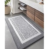 Color&Geometry Simple and Stylish Long Bathroom Rugs Runner Non Slip, 24"x59" Gray Bath Runner Rug, Absorbent, Soft, Washable, Microfiber Bath Mat Bathroom Carpet