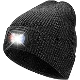 OKKLE Unisex LED Beanie with Light, USB Rechargeable Headlamp Hat, Winter Gifts for Men Women Husband Him Slate Gray