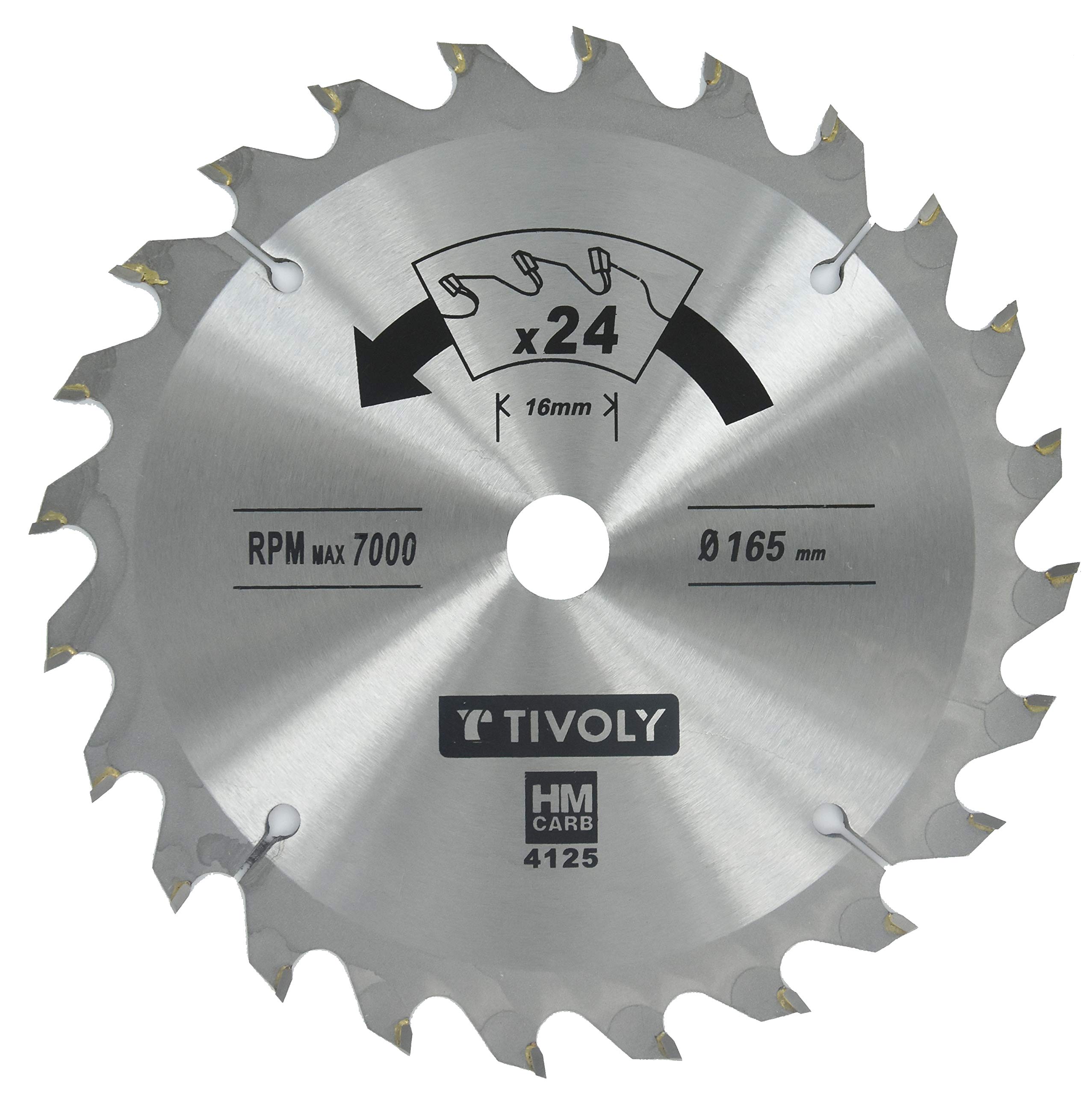 TIVOLY Xt50514004126 Circular Saw Blade Flow Diameter 130 mm, Bore 20 mm 20 Teeth Carbide, Reducing Ring Diameter 16 mm