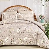 DJY King Size Comforter Set,Taupe Botanical Floral Bedding Comforter Sets King for All Seasons, 7 Pieces King Bed in a Bag Lightweight Microfiber Comforter Set with Sheets Pillowcases & Shams