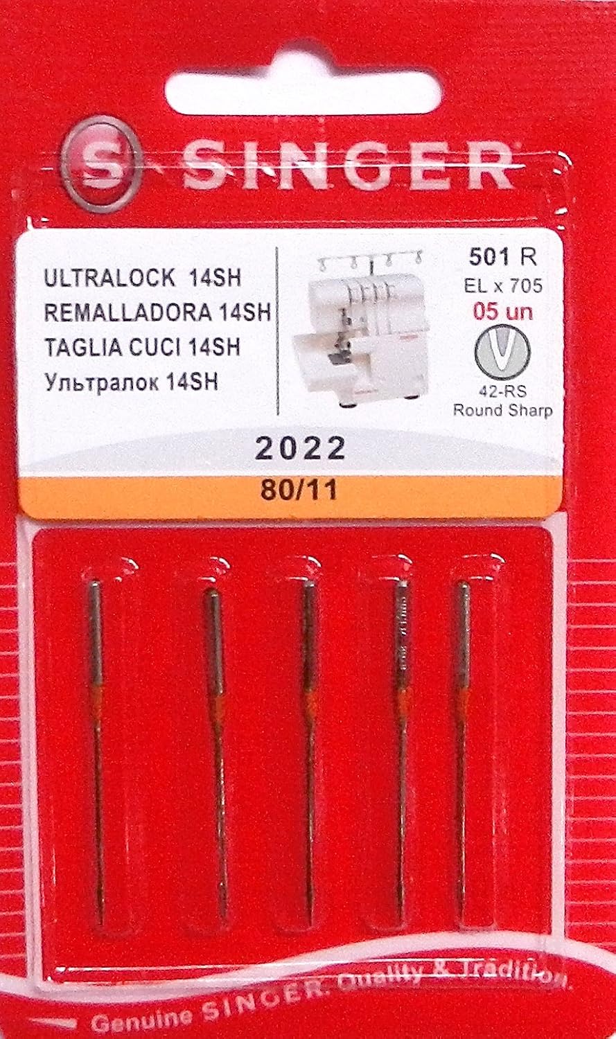 SINGER Overlock-Nadeln, 5 Stück, Größe 80/12 – Universal Für Overlock-Maschinen, Normale Spitze
