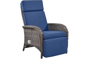 Belord Versatile Outdoor Recliner Chair - Reclining Patio Chair with Adjustable Backrest and Footrest, All-Weather Wicker Chaise Lounge Chair Outdoor for Pool Deck
