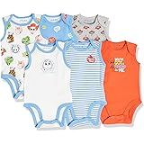 Amazon Essentials Disney | Marvel | Star Wars Baby Boys' Sleeveless Bodysuits, Pack of 6