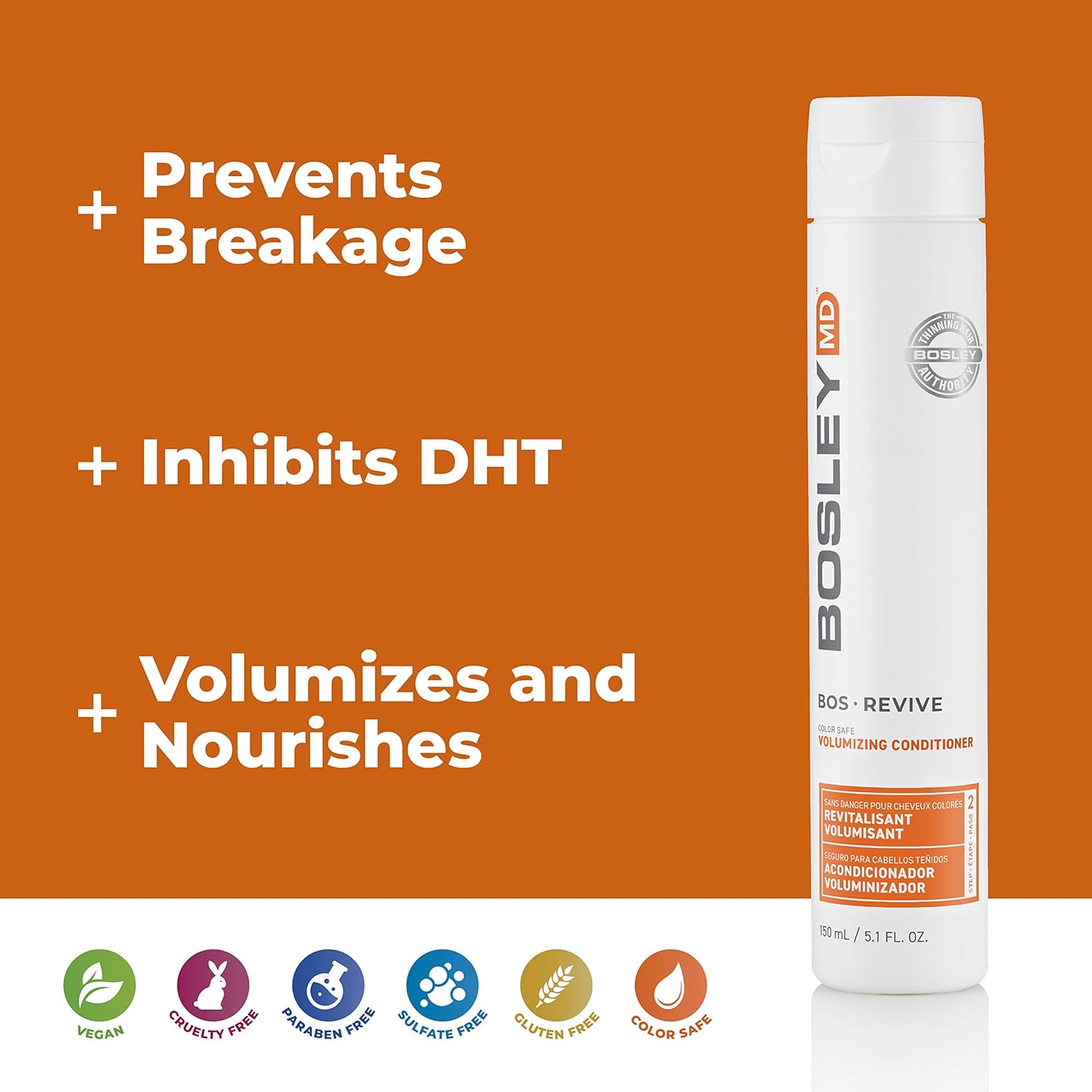 BosleyMD BosRevive KIT for Visible Hair Thinning (Color Safe), Starter Size (30 Days): Premium Beauty