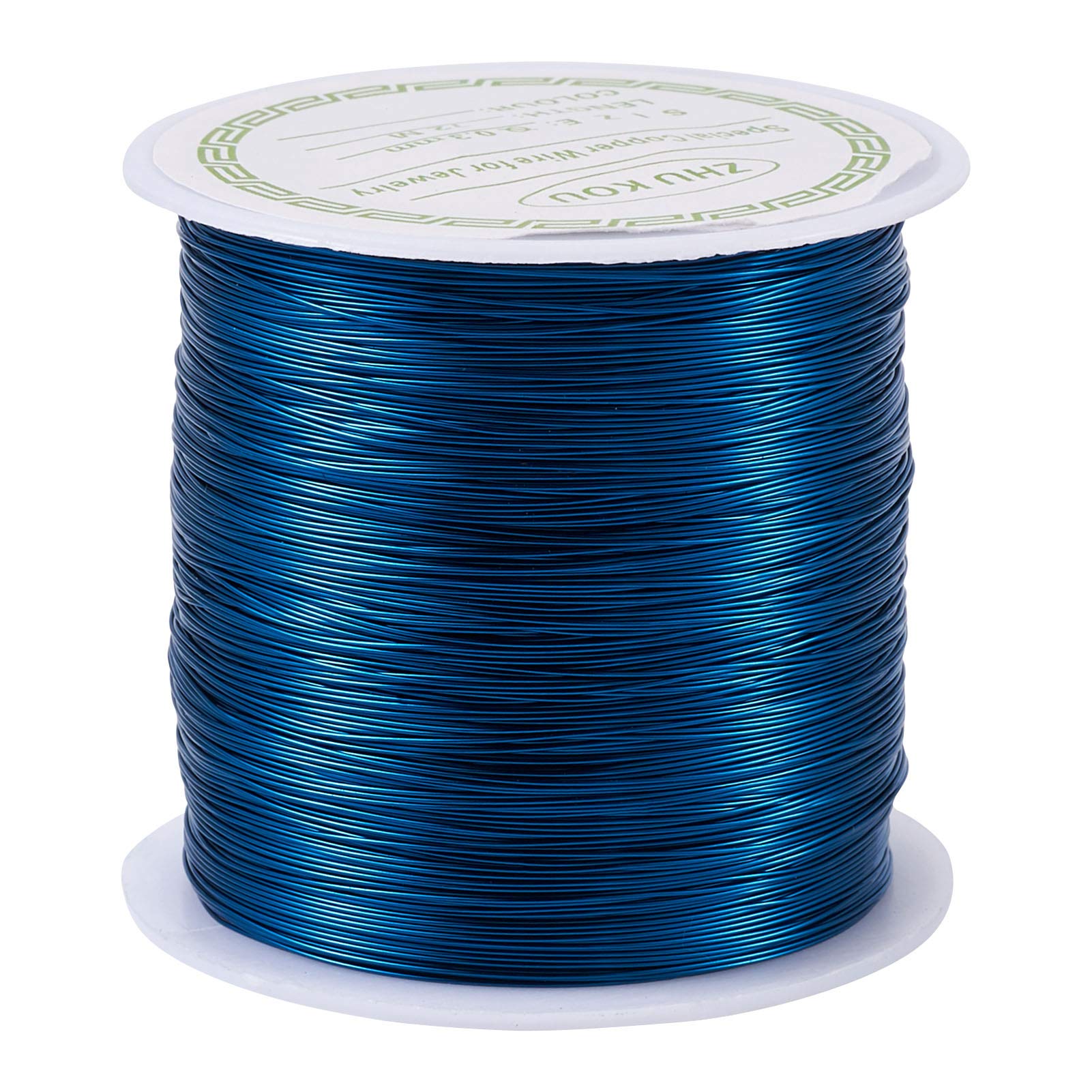 PandaHall 236 Feet Tarnish Resistant Bare Copper Wire 28 Gauge 0.3mm Jewelry Beading Wire for Crafts Beading Jewelry Making Supplies(Marine Blue)