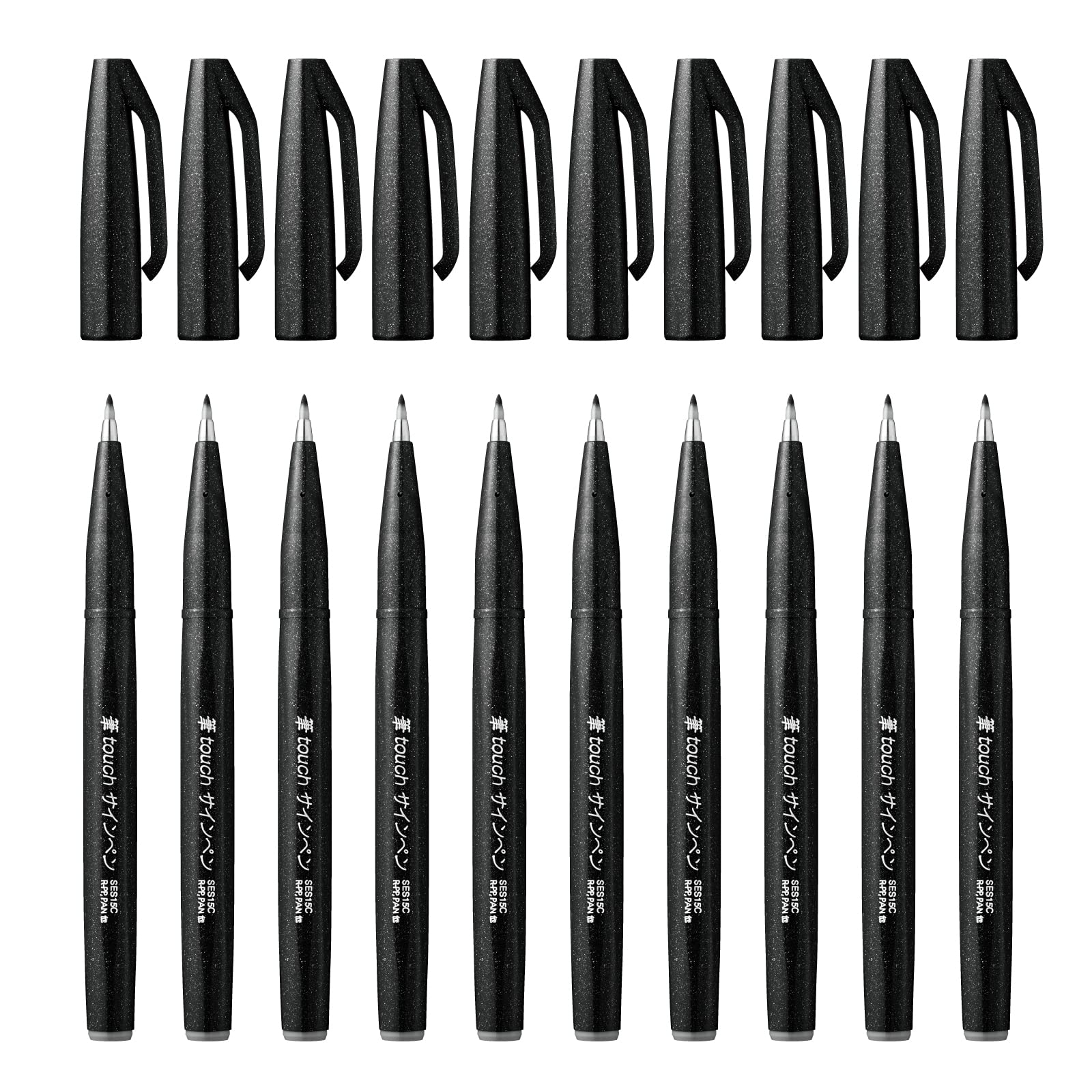 Pentel Brush Sign Pen Black - Pack of 10