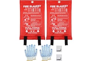Vnmkp Home Emergency Fire Blankets 47“ x 47” Fiberglass Fire Blankets Essential Emergency Fire Blankets for Home and Kitchen 2 Packs