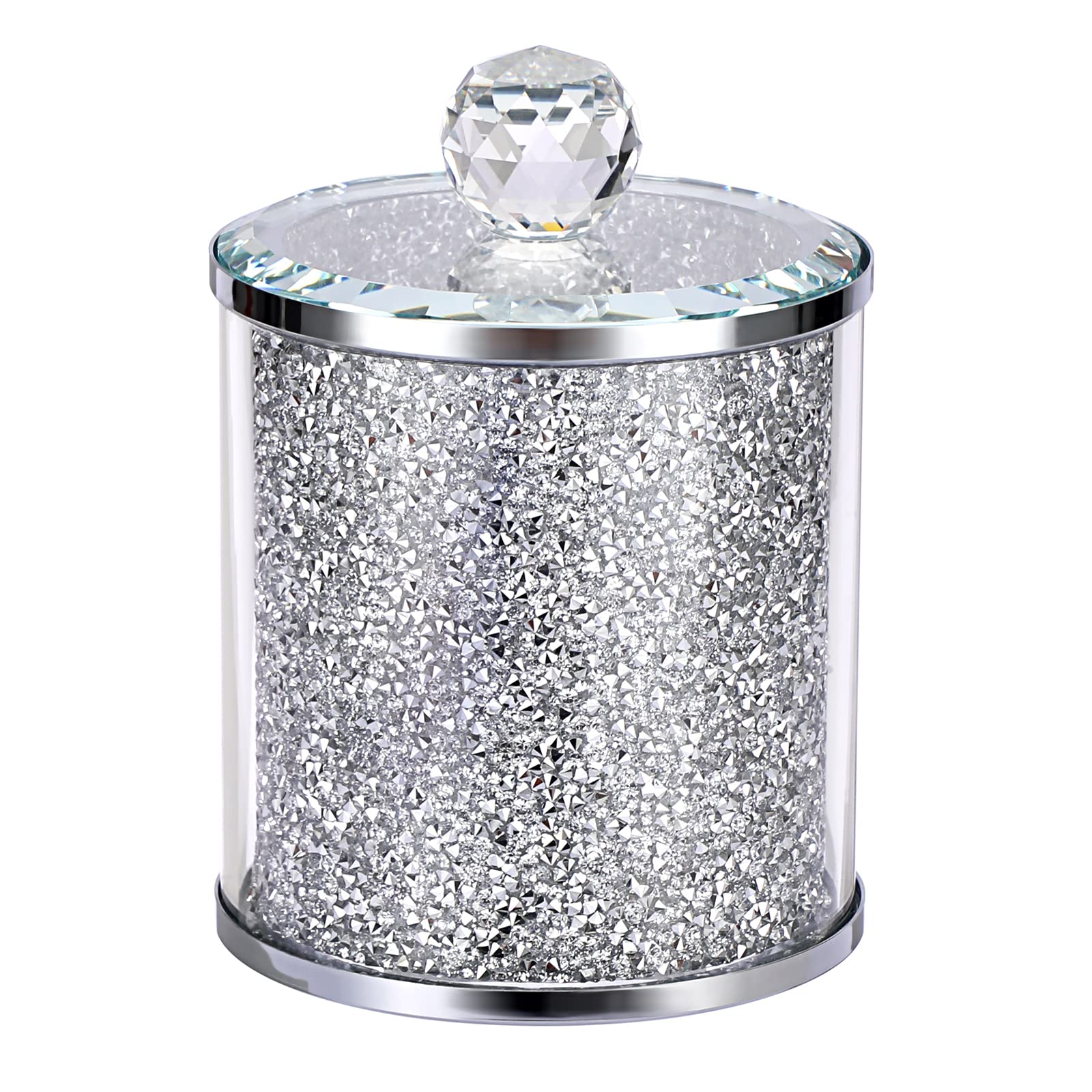 BTSKY 1pcs Crushed Diamond Storage Canister with Lid - Sparky Glass Container for Sugar, Coffee, Tea, Candies, Kitchen Glass Modern Decor Counter Decoration