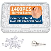 Bofoho 1400PCS Tiny Silicone Earring Backs with Storage Box&ndash; 3.8mm | Soft &amp; Invisible Clear Rubber Earring Back Replacement for Studs, Hoops &amp; Hooks