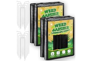 KIJAMILEE 4FT x 100FT Weed Barrier Landscape Fabric Heavy Duty, 3.2oz Premium Gardening Weed Control Mat with 30 U-Shaped Securing Pegs, Ground Cover for Gardening, Farming, Raised Bed（2 Packs 4x50FT）