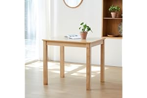 Livinia Cabin 33.5" Wooden Dining Table/Small Rectangular Modern Farmhouse Solid Wood Kitchen Table Desk (Natural)