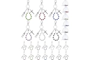 Blushtier 20 Set Holy Water Bottle Keychain Gift Bulk with Rosary Bead Crucifix Organza Bags Eyedropper for Party Favor(Colorful)