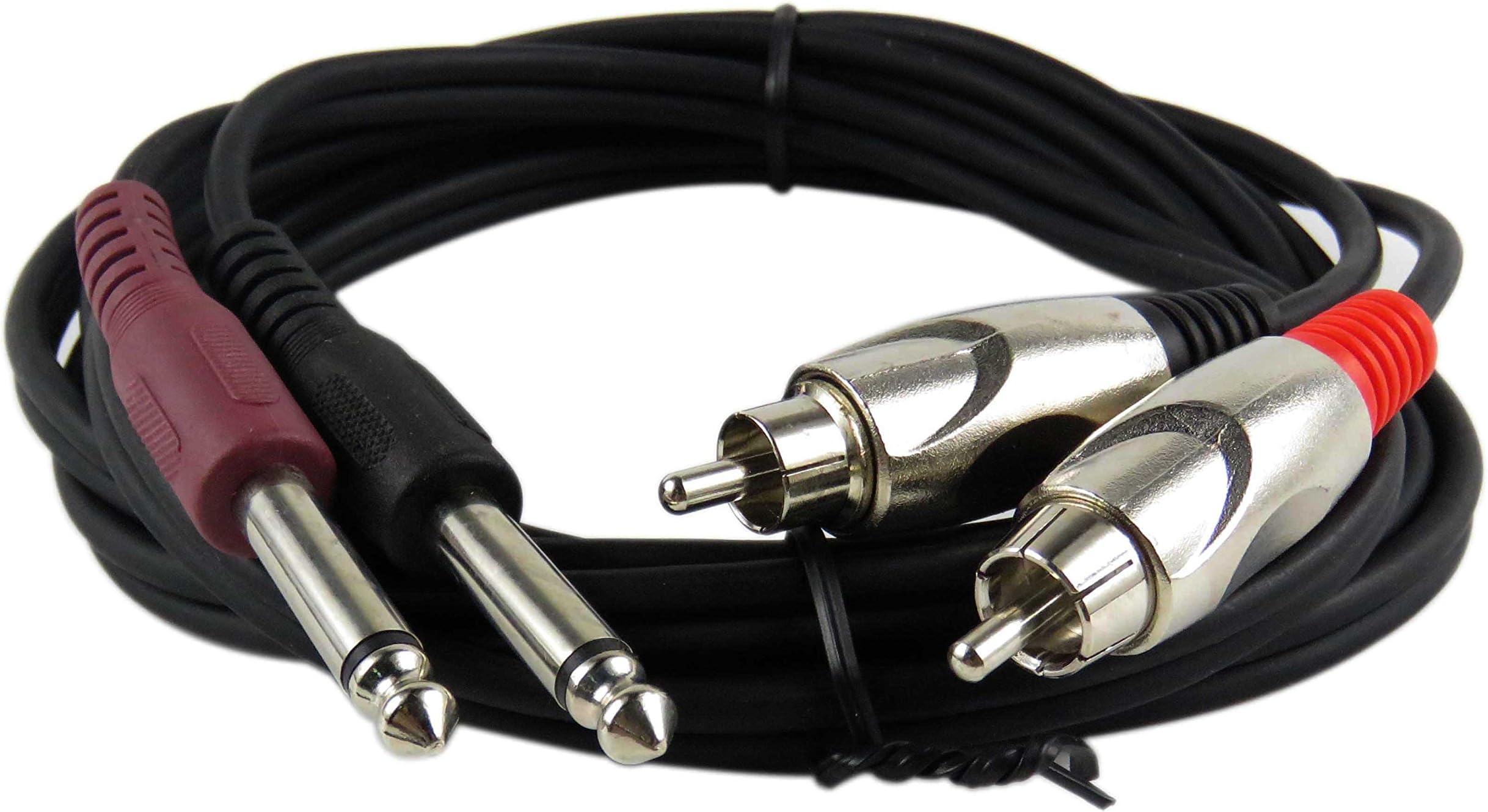 1/4 inch 2 x 6.35mm TS Mono Male Jack to Dual RCA Male Audio Cable,for Phono Microphone Mic Mixer Amplifier,RCA Audio Wire Cords, Interconnect Cable 8FT(2.4M) SRCA240CM