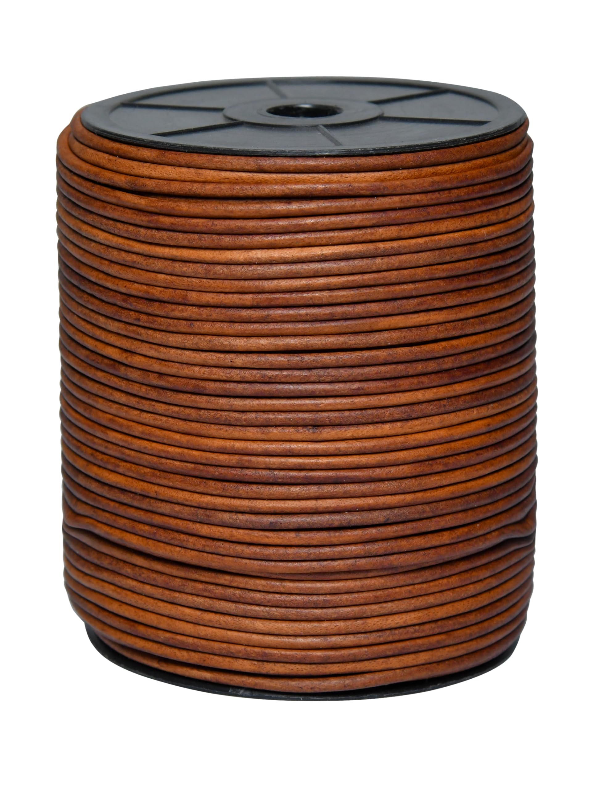 Cords Essentials Round Genuine Leather String Cord, Rope for Jewelry Making, Necklaces, Bracelets, Kumihimo Braiding, Wraps, Crafts and Hobby Projects (Distressed Saddle, 3.0 MM) — image 1