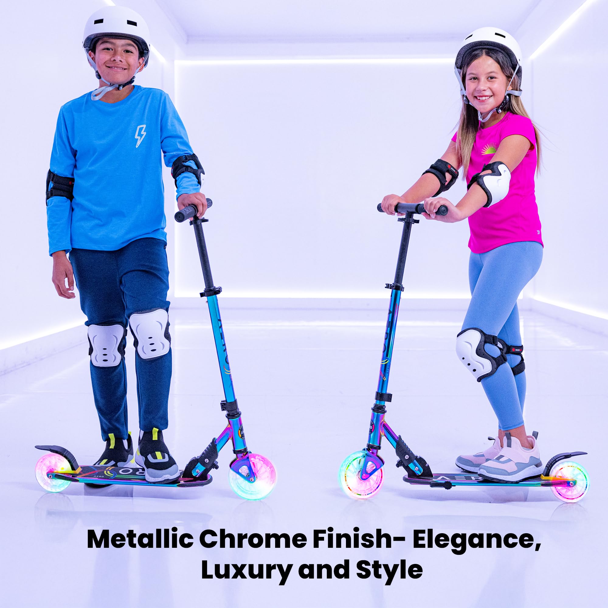 Aero Scooter for Kids 5-12 | Dynamic Lights, Hand Brake & Shock Absorption | Boys Girls 2 Wheels Kick Scooter | Foldable & Height Adjustable