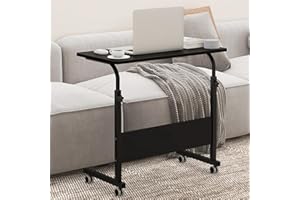 SogesPower 31.5 inches Mobile Laptop Desk,Adjustable Height Stand Side Table Movable Coffee Tray Side Table Computer Tablet for Bed Sofa Home Office,Studying,Reading and Breakfast (Black)