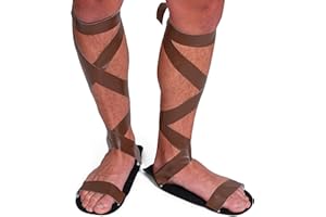 Skeleteen Brown Roman Lace Sandals - Greek Egyptian Gladiator Biblical Costume Sandal Shoes for Men and Women