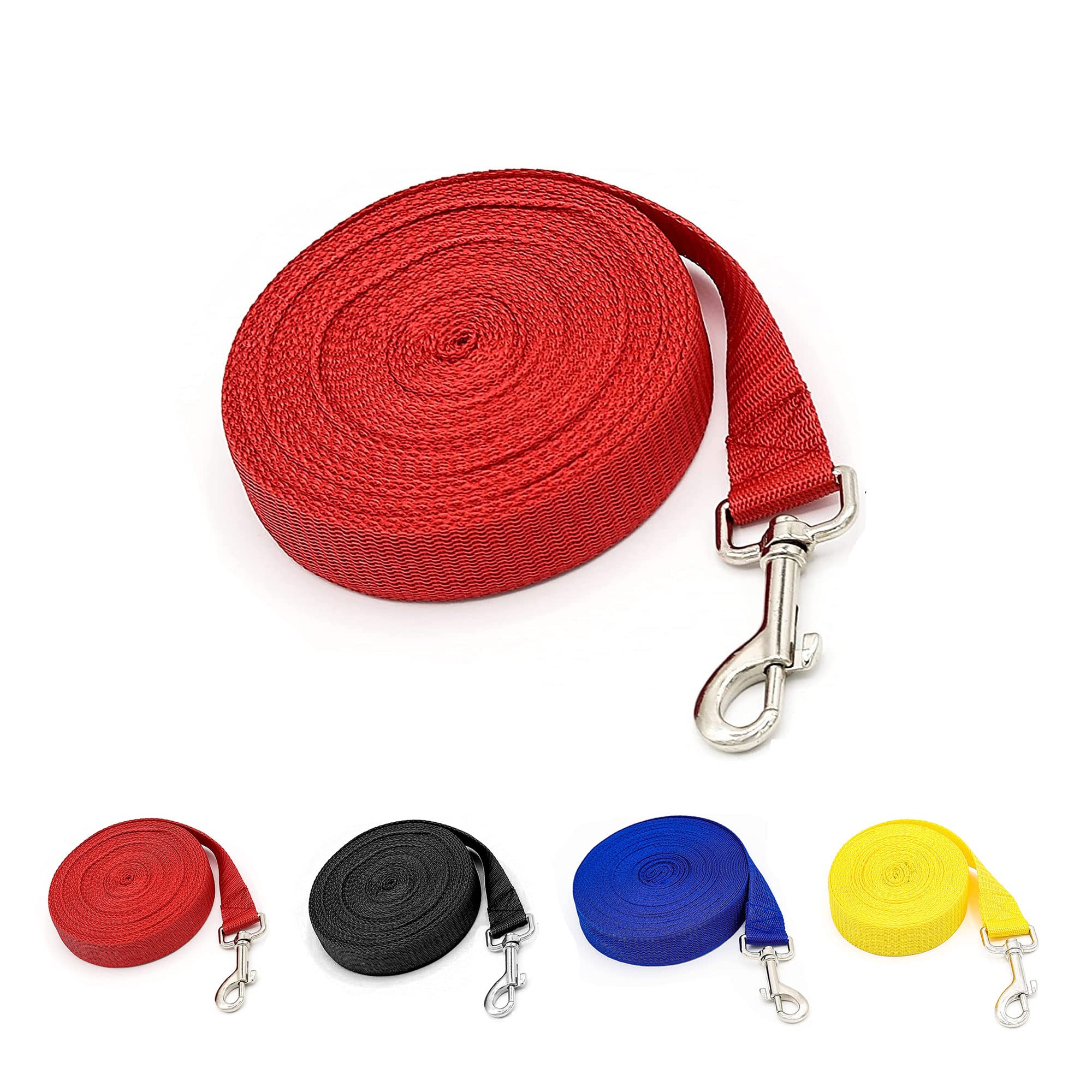 Dog Training Lead Leash Extra Long Line, 5m Nylon Leash for Large, Medium & Small Dogs - Great for Pet Recall Training Obedience, Running, Camping, Backyard Strong lead with Metal Component (Red)