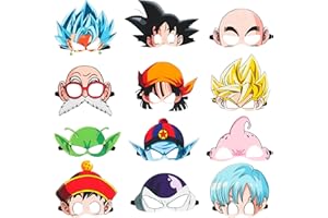 ALIREA 12 Pcs Dragon Masks Party Favors for Kids, Anime Themed Party Supplies Cartoon Dress Up Costumes Mask Masquerade Cosplay Birthday Decorations Gifts for Boys Girls