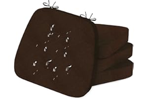 IRISTYKILIN 17'' x 16'' x 2.5"Thick Chair Cushions for Dining Chairs, 4 Pack WaterProof Easy Clean Kitchen Chair Pads with Ties and Non-Slip Backing - 30D High Elastic Foam Soft Kitchen Chair Cushions