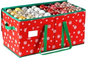Jinhua Yiyan Christmas Ornament Storage Box Hold 128 Christmas Balls Holiday Ornament Storage Organizer with Zippered Closure Christmas Chest with Dividers, Xmas Decoration Storage Bin with Lid