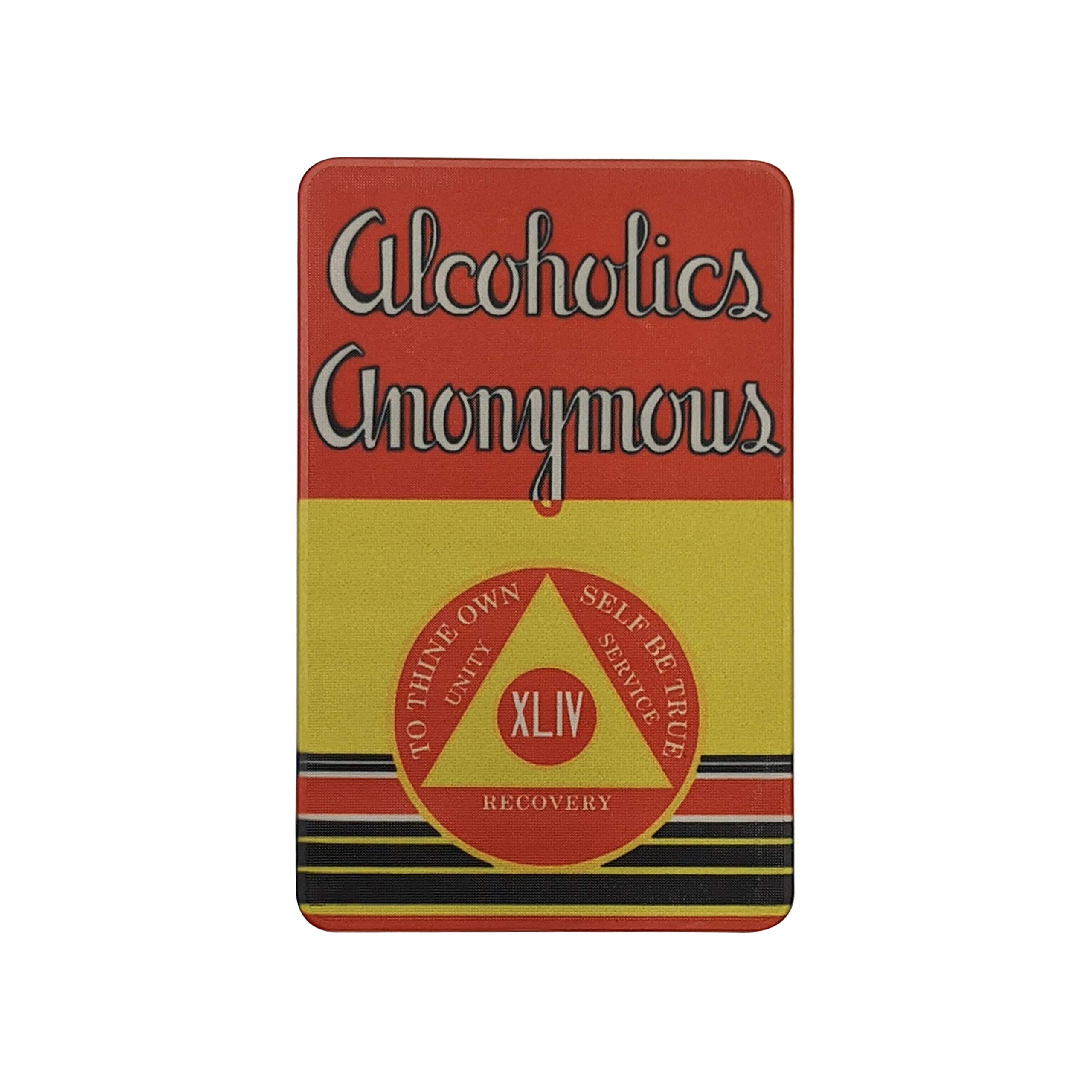 MYRECOVERYSTORE First Edition” Big Book Alcoholics Anonymous Rectangular AA Sobriety Chip with How It Works (Years 1-50 Offered) Wallet Card Style Recovery Chip (Year 44)