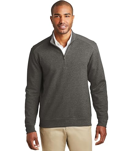 Port Authority Men's Vertical Texture Quarter-Zip Pullover Black