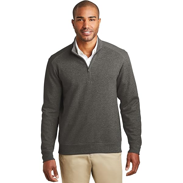 Port Authority Men's Vertical Texture Quarter-Zip Pullover Black