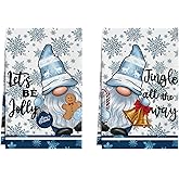 XCHI Gnomes Snowflakes Christmas Kitchen Towels Winter Dish Towels 18x26 Inch Xmas Home Kitchen Decorations Hand Towels Set of 2 Drying Dishcloth