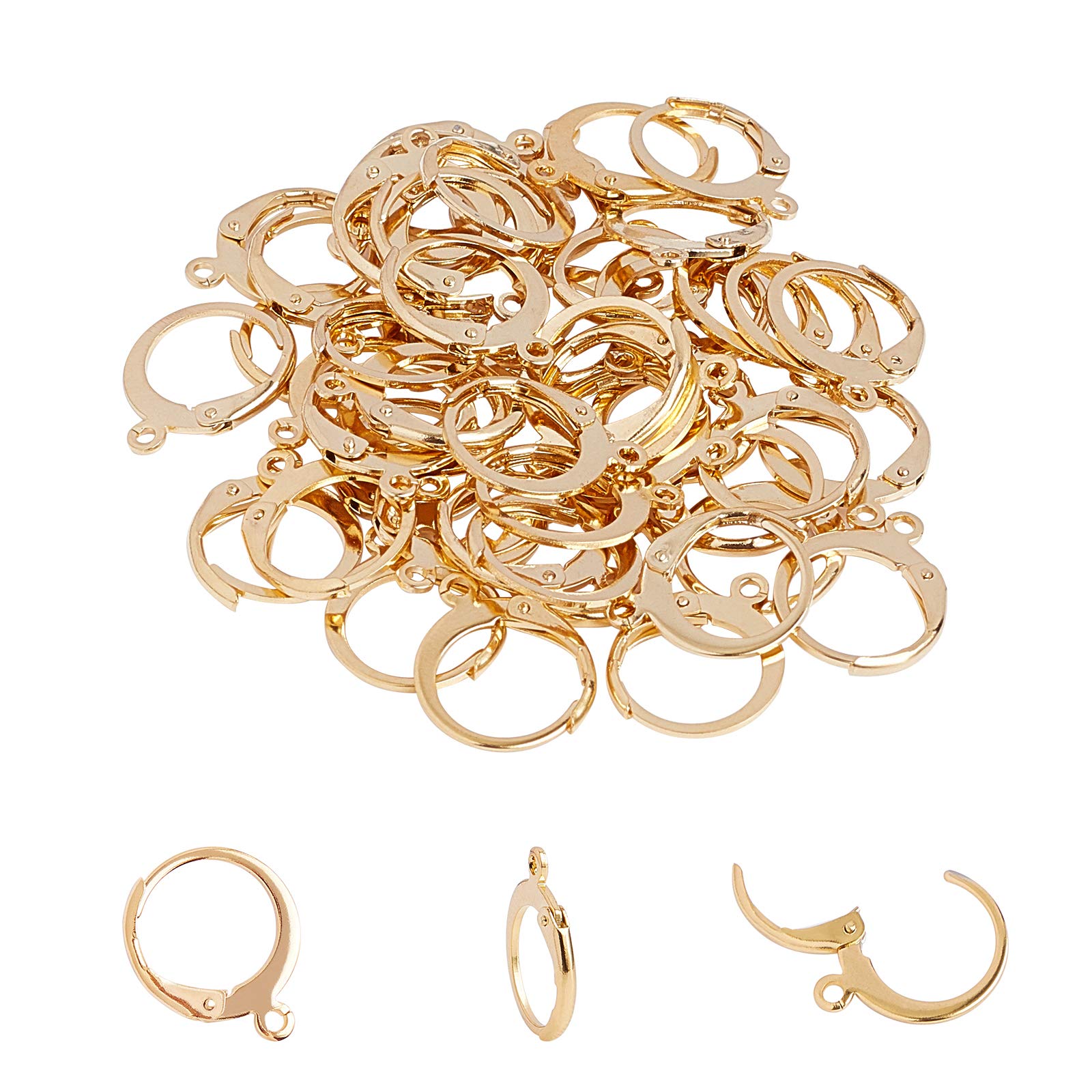UNICRAFTALE 50pcs 14.5mm Long Lever Back Earrings Stainless Steel Leverback Earring Hoop Earring with Loop Golden Earring Hooks Metall DIY Earring Accessories for DIY Earring Jewelry Making