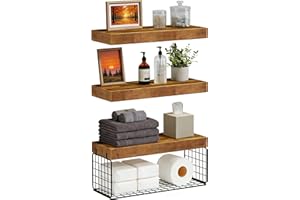 Bathroom Shelves Over Toilet - Wall Mounted Floating Shelves Toilet Paper Storage Small Farmhouse Decor Shelf 16 inch Set of 