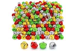 LIGHOON 50 PCS 1 Inch Christmas Jingle Bells, Colorful Metal Large Craft Bell, Bells for Christmas Home Decoration, Gifts Wrapping, DIY Projects, Festival Party Favors (Red, Green, Gold, Silver)