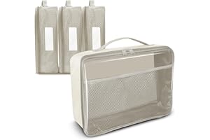 IAMRU Toy Storage Bag, On the Go Toy Storage Organizer, Car Toy Organization Bags, Lego Travel Bag, Activity Bags for kids, Traveling Carrying Case, Storage Organizer (X-Large 4pc Beige Bags)