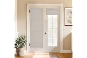 StangH 100% Blackout Linen Roman Shade for Doors, Beige Cordless Lightweight French Door Shade with Magnetic Lift, Easy Install Farmhouse Blind for Living Dining Room, W 26 x L 64, 1 Panel