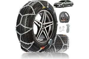 HILLCLYM Auto Fixing Snow Chains for Car Tires, Tire Chains for Passenger Cars, Sedan, SUVs, Quick Fit & Easy Installation Snow Tire Chains, Portable Reusable Emergency Tire Traction Chain, Set of 2 (HPK-1550)