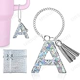 URSUN Silver Letter Charm for Stanley Cup, 1PCS Bling Tumbler Accessories Charm for Handle, Personalized Initial Keychain Charm for Women Girls