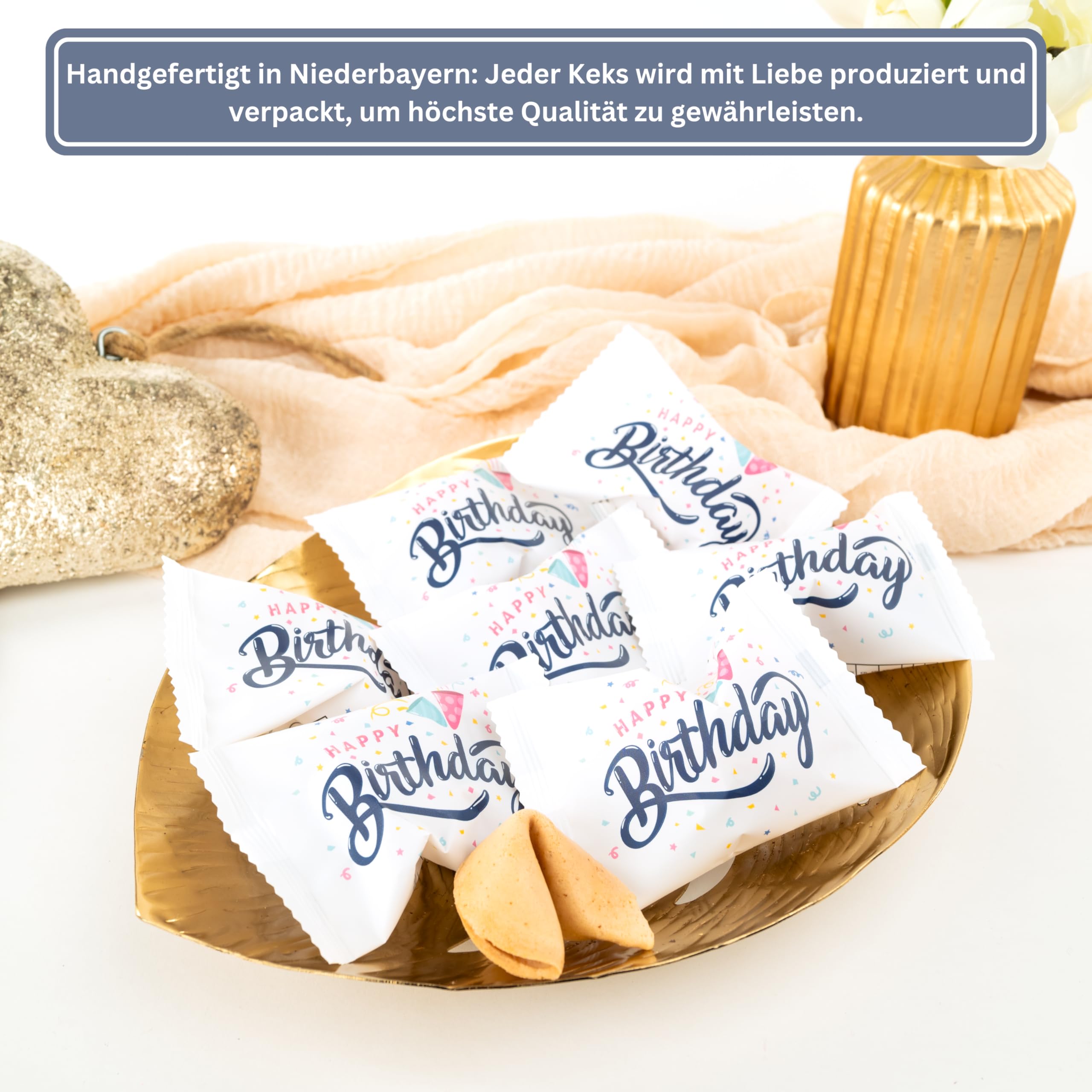 Lucky Treats - Geburtstags Glückskekse - 25 Stück - Happy Birthday - Mit liebevollen Botschaften - Perfekt für Geburtstagsfeiern & als liebevolles Gastgeschenk 4