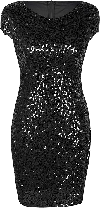 black glitter cocktail dress