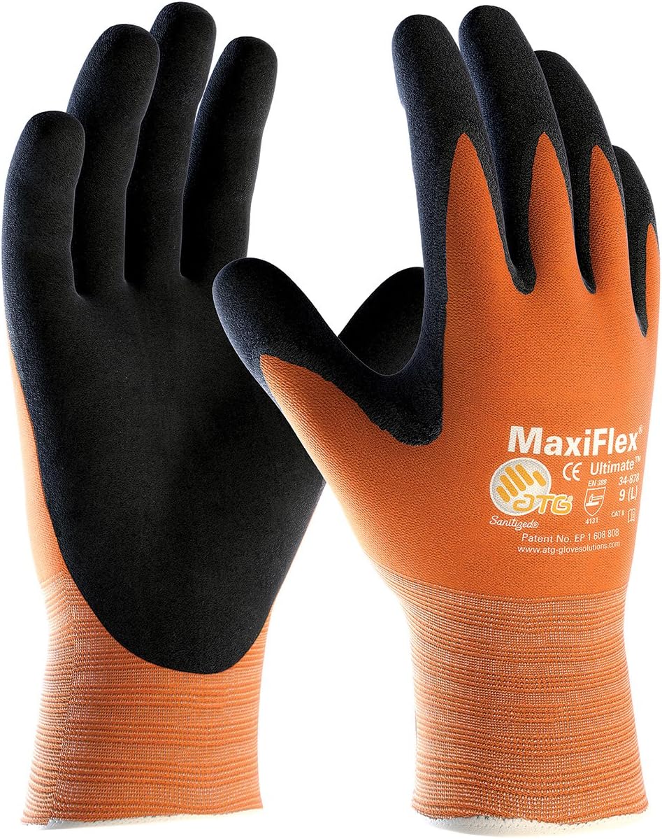MaxiFlex 34-8014 Hi-Vis Gloves Nitrile Coated Micro-Foam Grip (Size XL - 12 Pair)