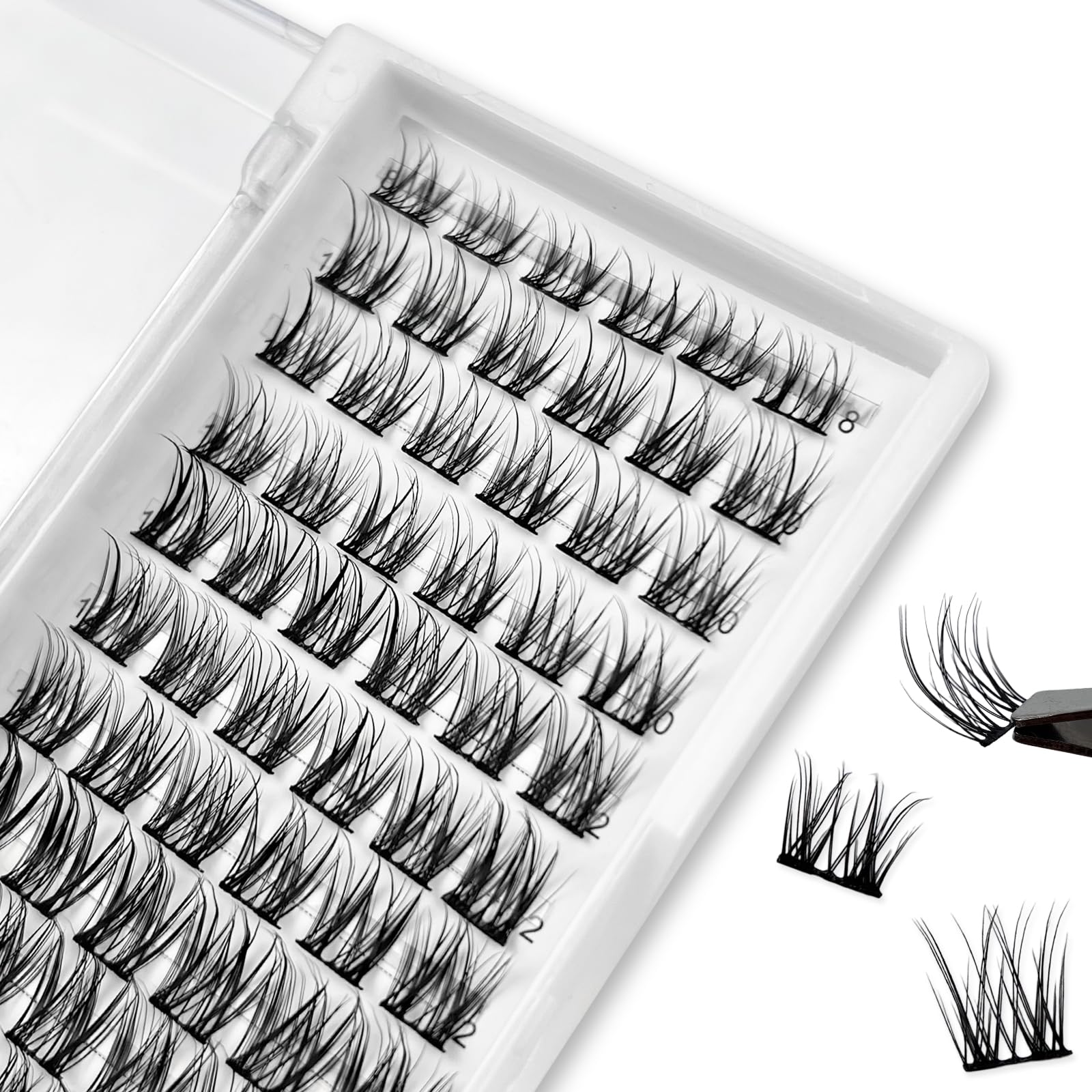 Cluster Lashes 72pcs 8-16mm Individual Clusters D Curl, Professional Kit DIY Soft Fluffy Lashes (8-16mm, K05-Z6)