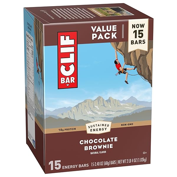 CLIF BAR – ENERGY PROTEIN BARS – CHOCOLATE BROWNIE – MADE WITH ORGANIC OATS – ENERGY BARS – NON-GMO – (15 PACK)