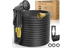 GPENG Garden Hose, Expandable Garden Hose 50 ft with Hose Nozzle, 2024 Version/New Patented,Lightweight No-Kink Flexible Water Hose, 40 Layers of Innovative Nano Rubber (Black)