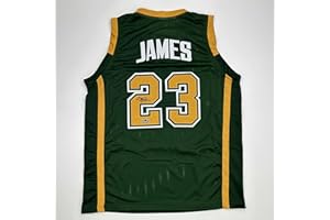 HOFSM.COM HALL OF FAME SPORTS MEMORABILIA Facsimile Autographed LeBron James St. Vincent-St. Mary High School Green Reprint Laser Auto Basketball Jersey Size Men's XL