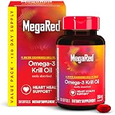 MegaRed - Omega-3 Krill Oil 350mg Softgels (130 Count in A Bottle), EPA &amp; DHA Omega-3 Fatty Acids with No Fishy Aftertaste Unlike Fish Oil, Contains Antioxidant Astaxanthin