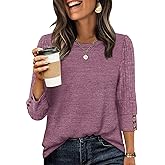 WIHOLL 3/4 Length Sleeve Womens Tops Sweaters Shirts Lightweight Spring Outfits 2026 Winter Clothing S-3XL